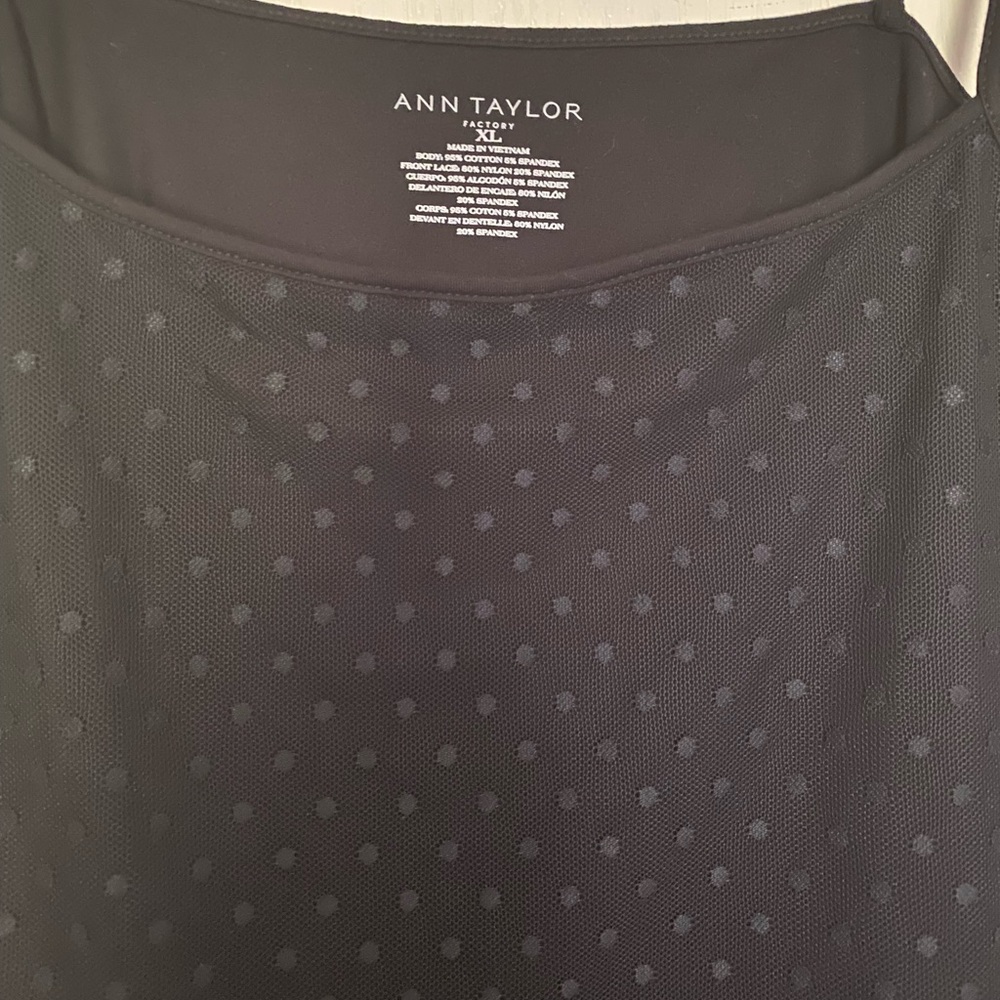 NWT Ann Taylor black polka dot tank top.
